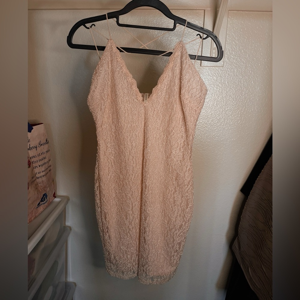 gLARE Lace Mini Dress-Cross Back